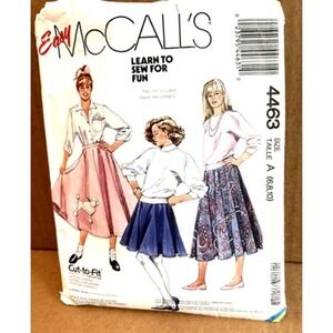 Mccalls Easy 4463 Misses Skirt Size A 6 8 10 Poodle Skirt  Pattern Uncut